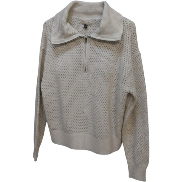 Universal Thread Sweaters - Universal Thread Light Gray Knit Sweater Cardigan with Collar 1/4 Zip Up Size M